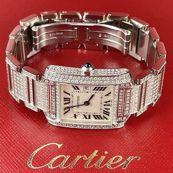STUNNING! CARTIER TANK LADIES CUSTOM 4CT+ WATCH!! - Picture 6 of 6